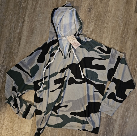 NEW Nanu camo hoodie large soft hunger olive green - Picture 2 of 5
